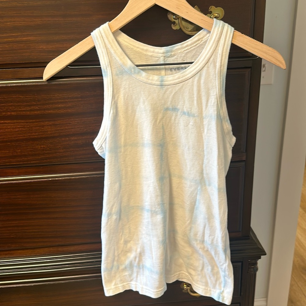 Everlane cotton white/blue tie dye tank, XS